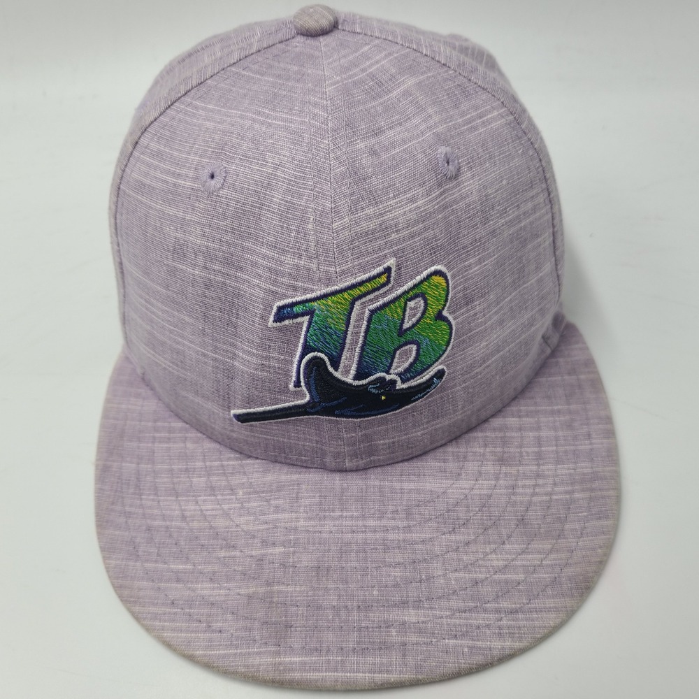 Tampa Bay Devils Rays Hat Fitted 7 1/8 New Era 59Fifty Purple MLB Linen Blend